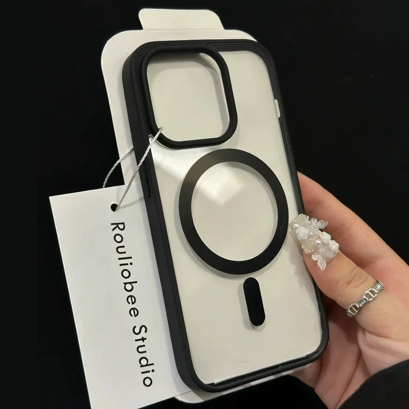 Luxury Magnetic Transparent Phone Case For iPhone 15 14 13 12 11 Pro Max Plus Mini Shockproof Clear Bumper Cover