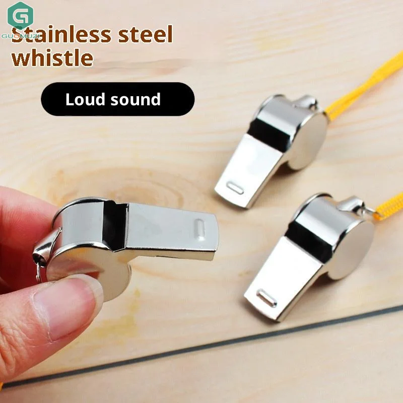 

2Pcs Stainless Steel Whistle With Lanyard Outdoor Sports Whistle Super Loud Emergency Survival Whistle
