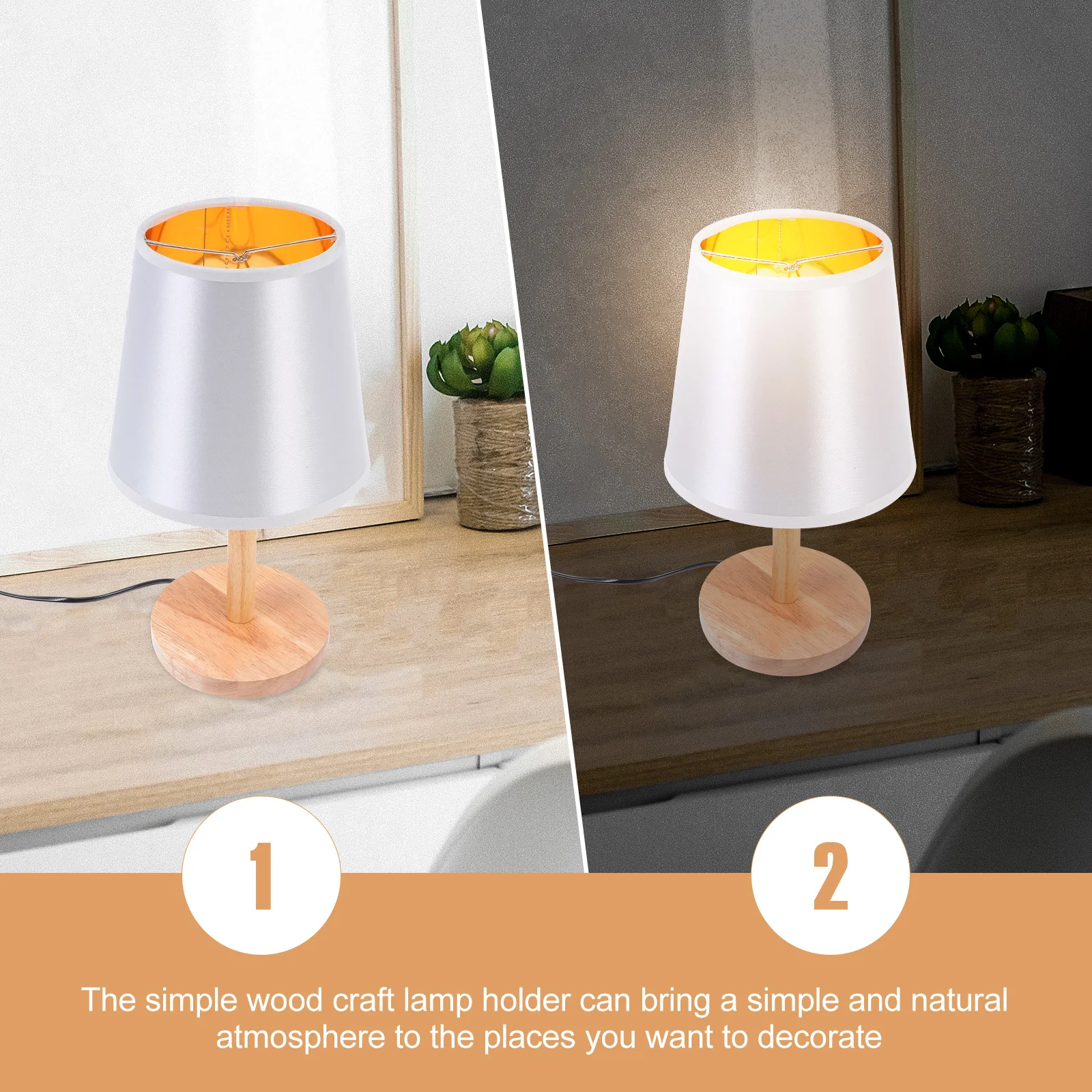 

1pc Wooden Table Lamp Base E27 Light Bulb Holder Decorative Wood Craft Lamp Support Household Table Light Accessory