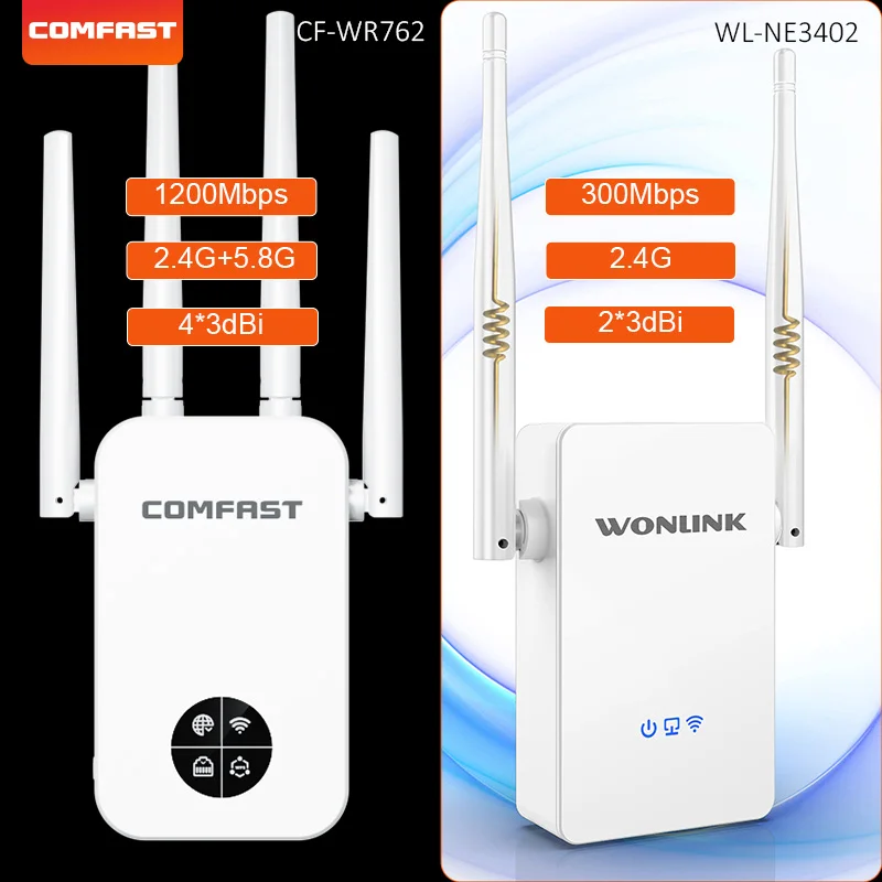 

Comfast 300/1200Mbps WiFi Repeater 2.4G/5.8G WiFi5 WIFI Eextender 4*3dBi Antennas Wireless Wi-Fi Router Signal booster Repetidor