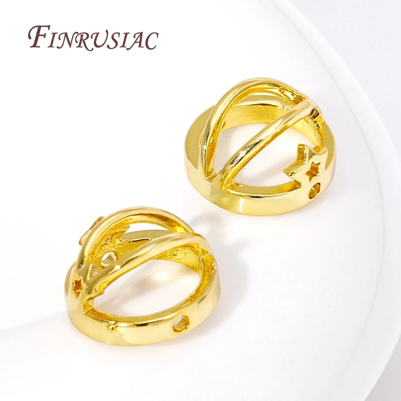 Round Bead Frame 18K Gold Plated Through Hole Bead Circle, Spacer Beads Connectors DIY Bracelet Necklace Beading Jewelry Making