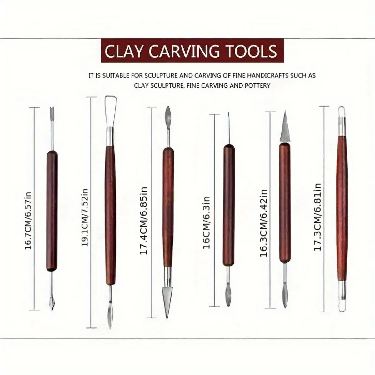 6pcs/set Pottery Tools Red Wood Double-Ended Wire Knife For Clay Repair, Clay Sculpture Carving Tool Set Pottery Tools