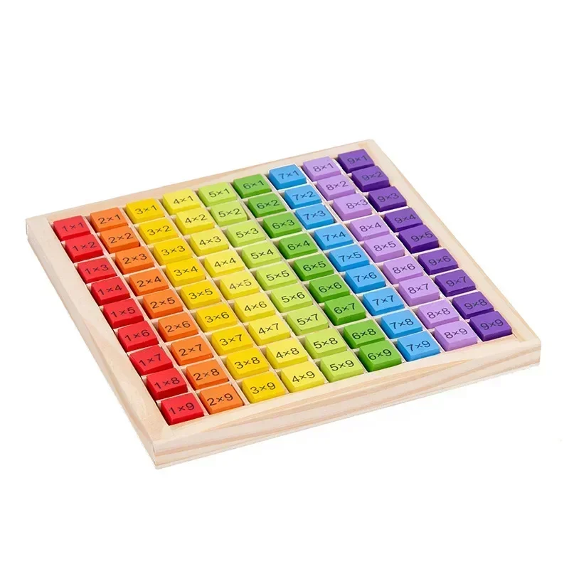 Jouets en bois Montessori dos pour enfants, 99 jouets pour bébés, table de multiplication, mathématiques arithmétiques, aides fuchsia