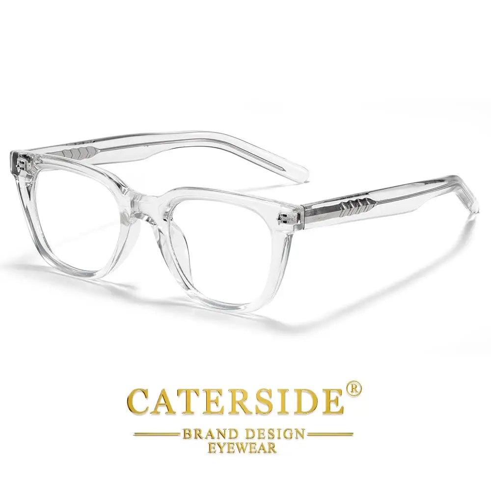 CATERSIDE Modische Anti-Blaulicht-Brille für Damen und Herren, Zellulose-Propionat-Bügelspitzen, Tr-90 Quadratischer Retro-Brillenrahmen – Detail 11