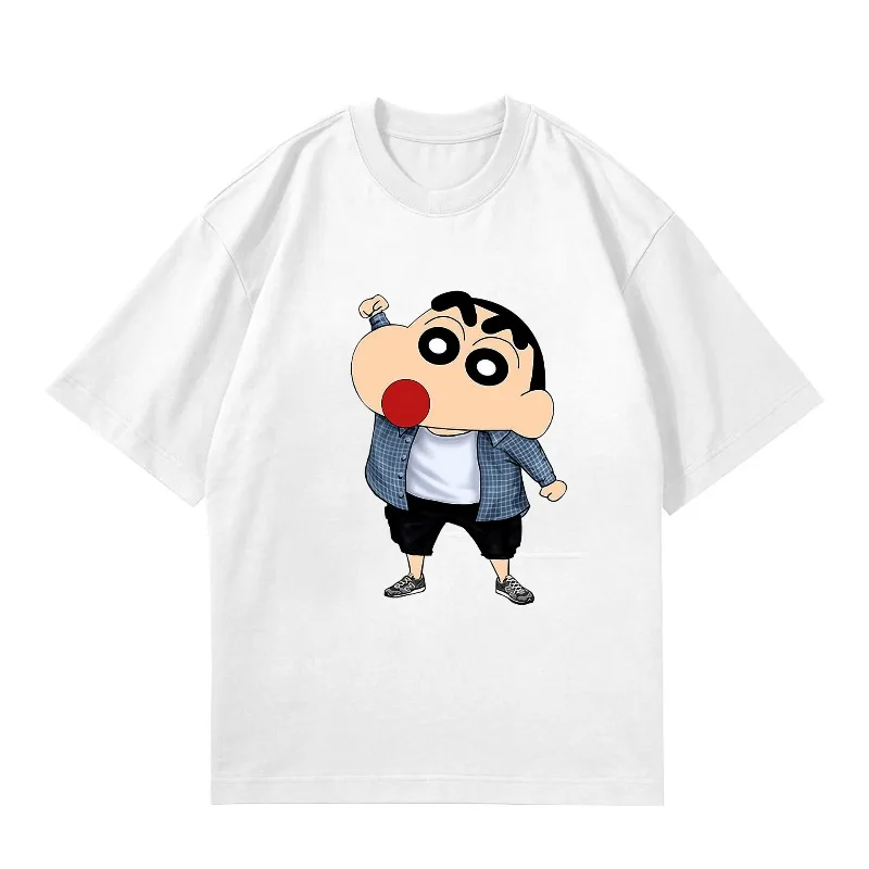 

Милая женская футболка Shin-chan с карандашом 2025 года, женская всесезонная футболка с принтом, футболка свободного кроя, модный топ с короткими рукавами