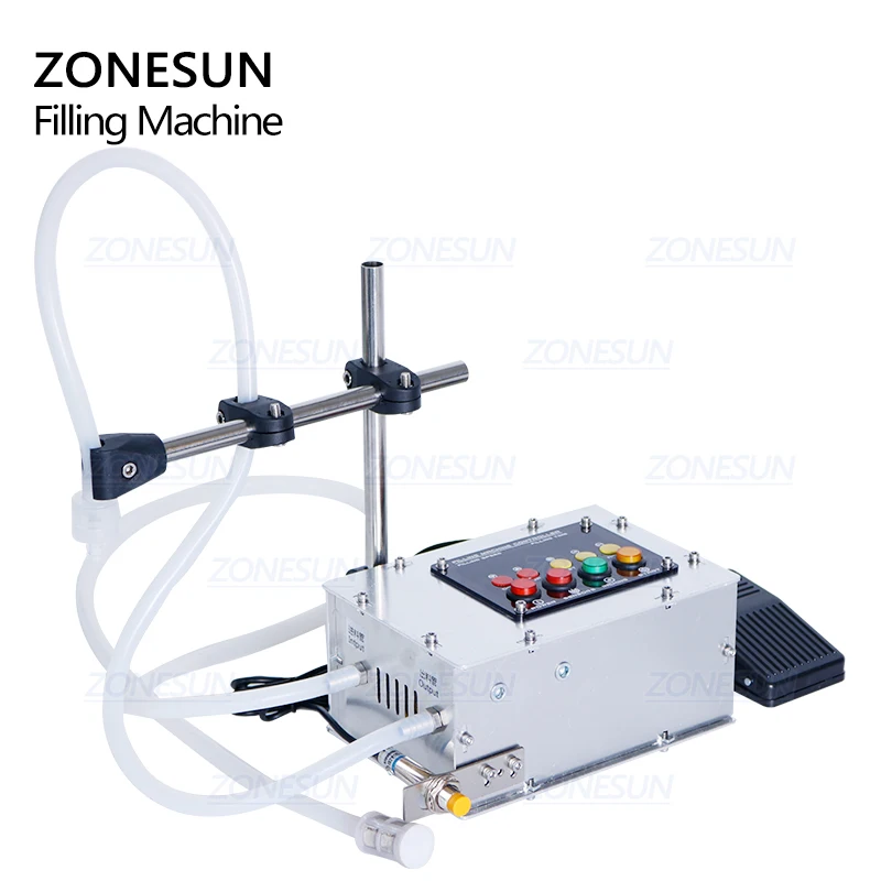 ZONESUN التصنيع باستخدام الحاسب الآلي شبه التلقائي ذكي التعريفي المياه المعدنية عصير مانجو زجاجة حليب الصويا الحجمي ماكينة حشو