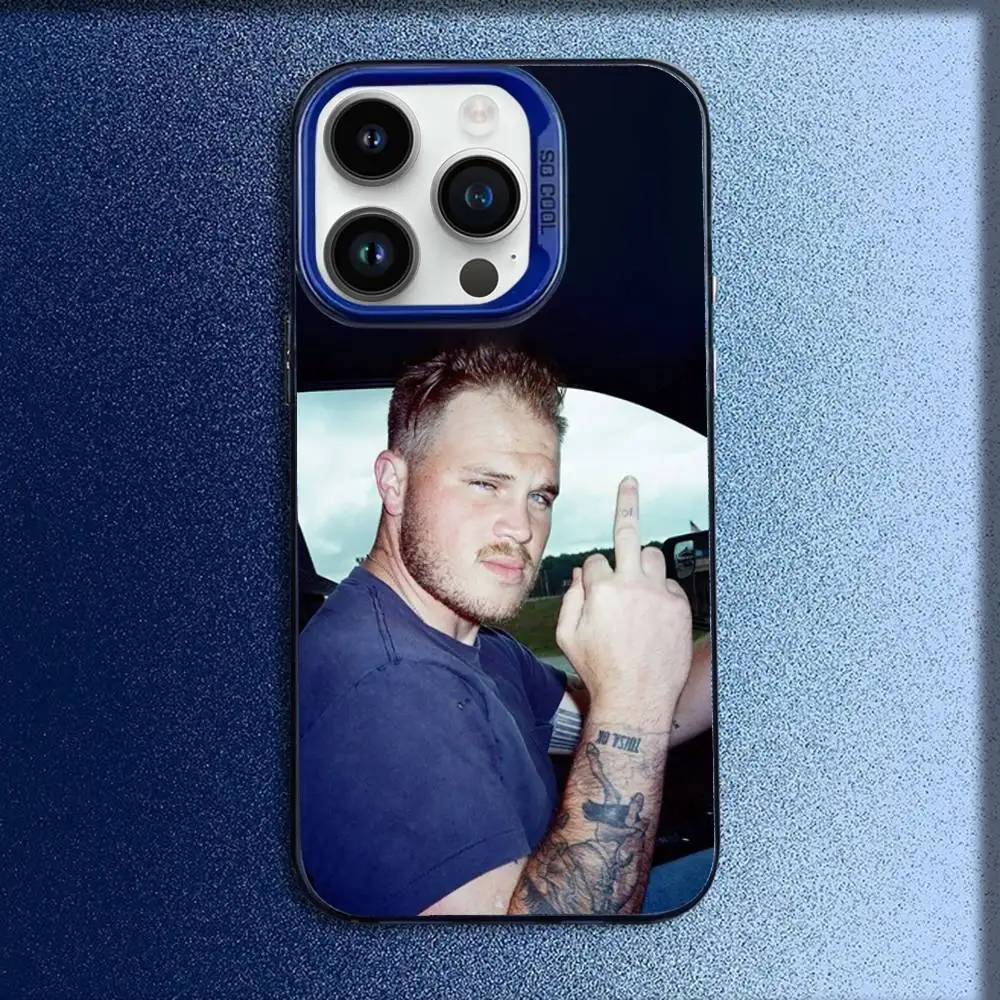 حافظة هاتف Singer Z-Zach Bryan لهاتف iPhone 16,15,14,13,12,11,Mini,Pro,E,MAX غطاء مقاوم للصدمات باللون الأزرق غير اللامع