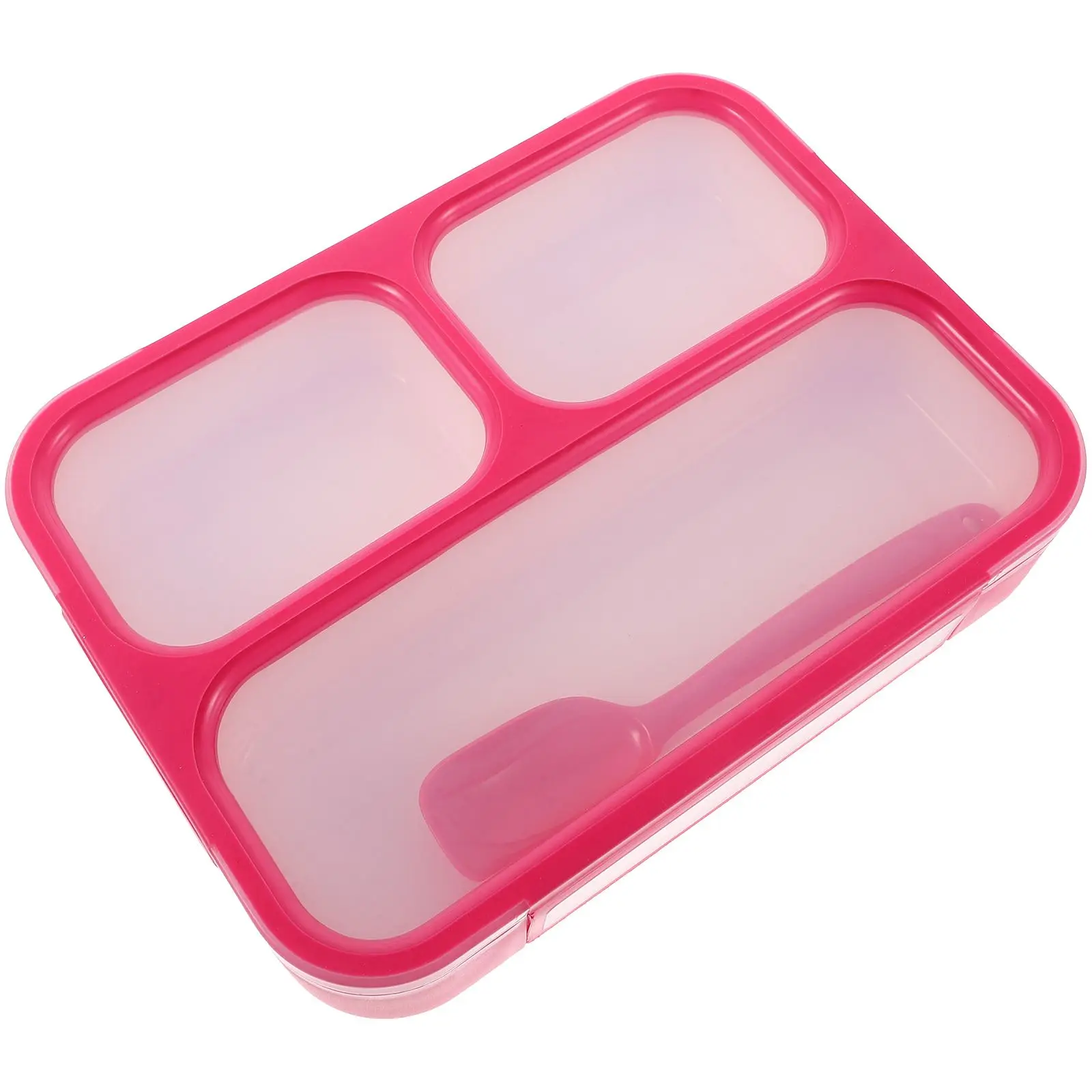 

Plastic Kids Food Containers Small Red Lunchbox 3 Compartments Portable Boxes Lightweight Sealed Kitchen Storage