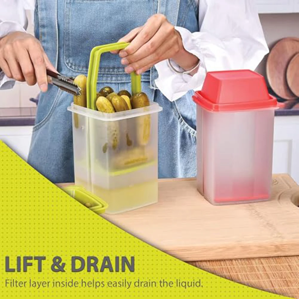 Large Capacity Sealed Storage Container For Kimchi &  For Pickles Plastic Storage Jar With Lid&Strainer For Home Kitchen