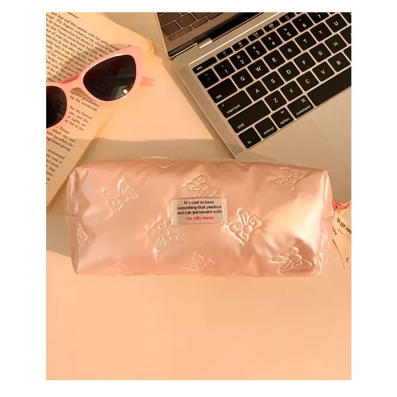 

Ins Style Bowtie Pencil Case for Women Large Capacity Waterproof Student High Value Stationery Bag