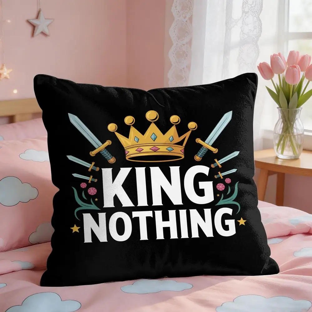 No King Design LOGO Cushion Cover Square Short Plush Pillow Case Living Room Sofa Home Decor Funda 40X40