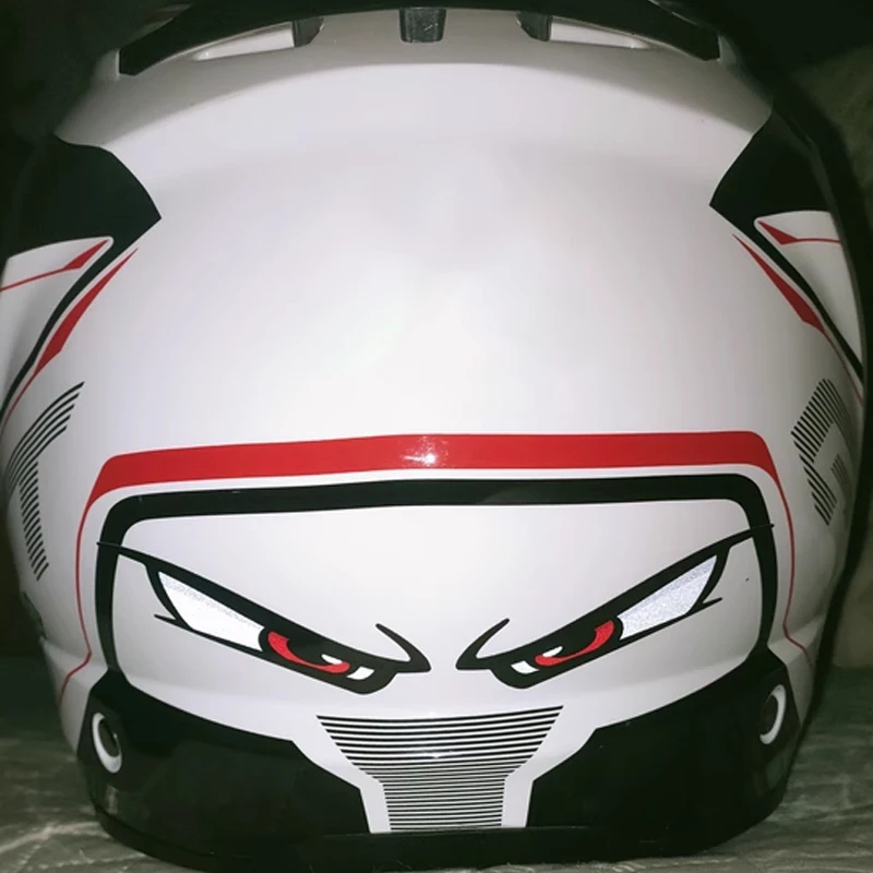 1Pair Demon Eye Waterproof Vinyl Motorcycle Sticker, Wear Resistant Decal for Motorbike Fuel Tank Car Window E-Scooter DIY Decor