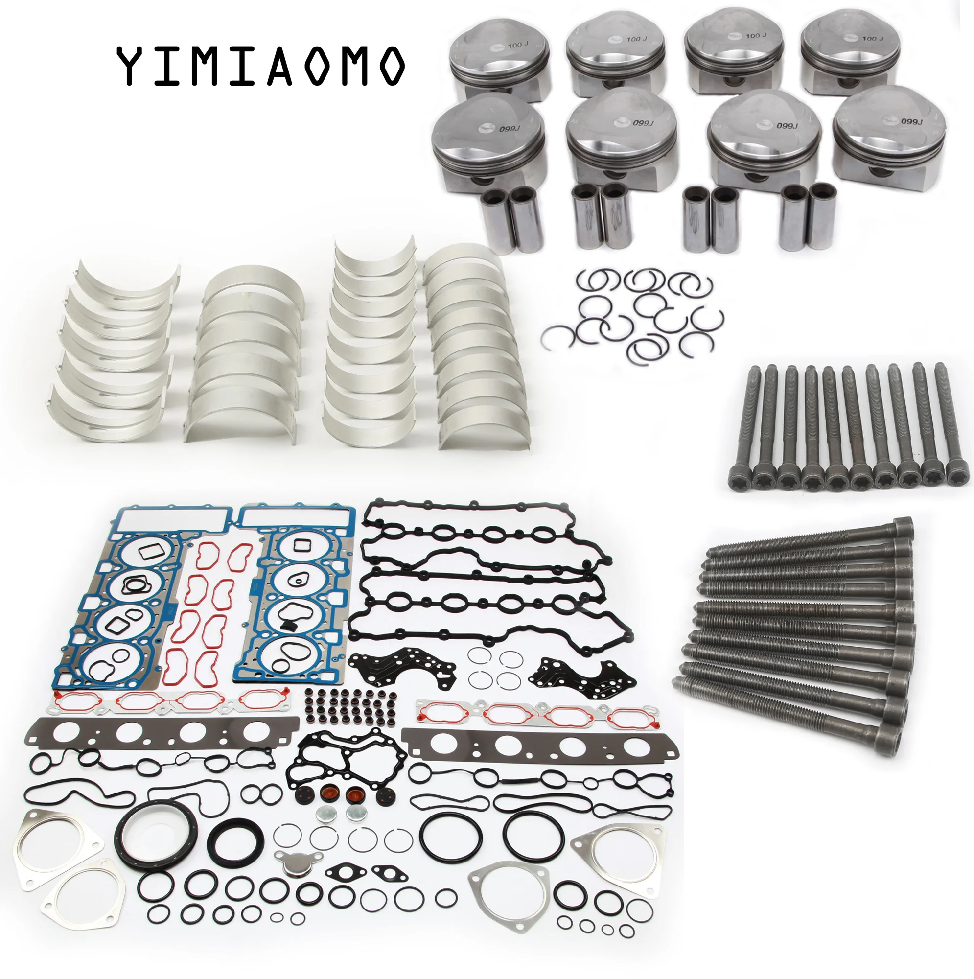 Engine Overhaul Kit Gasket Seals 20MM Pistons & Rings 84.5MM Crankshaft & Conrod Bearing Head Bolts For A8 Q7 Touareg 4.8L V8