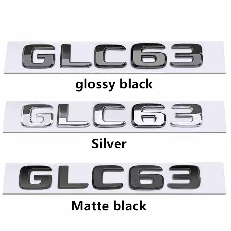 For Mercedes Benz Silver Black X253 C253 GLC43 GLC63 GLC63s S AMG Emblem V8 BITURBO 4MATIC 4MATIC+ Emblems Badges