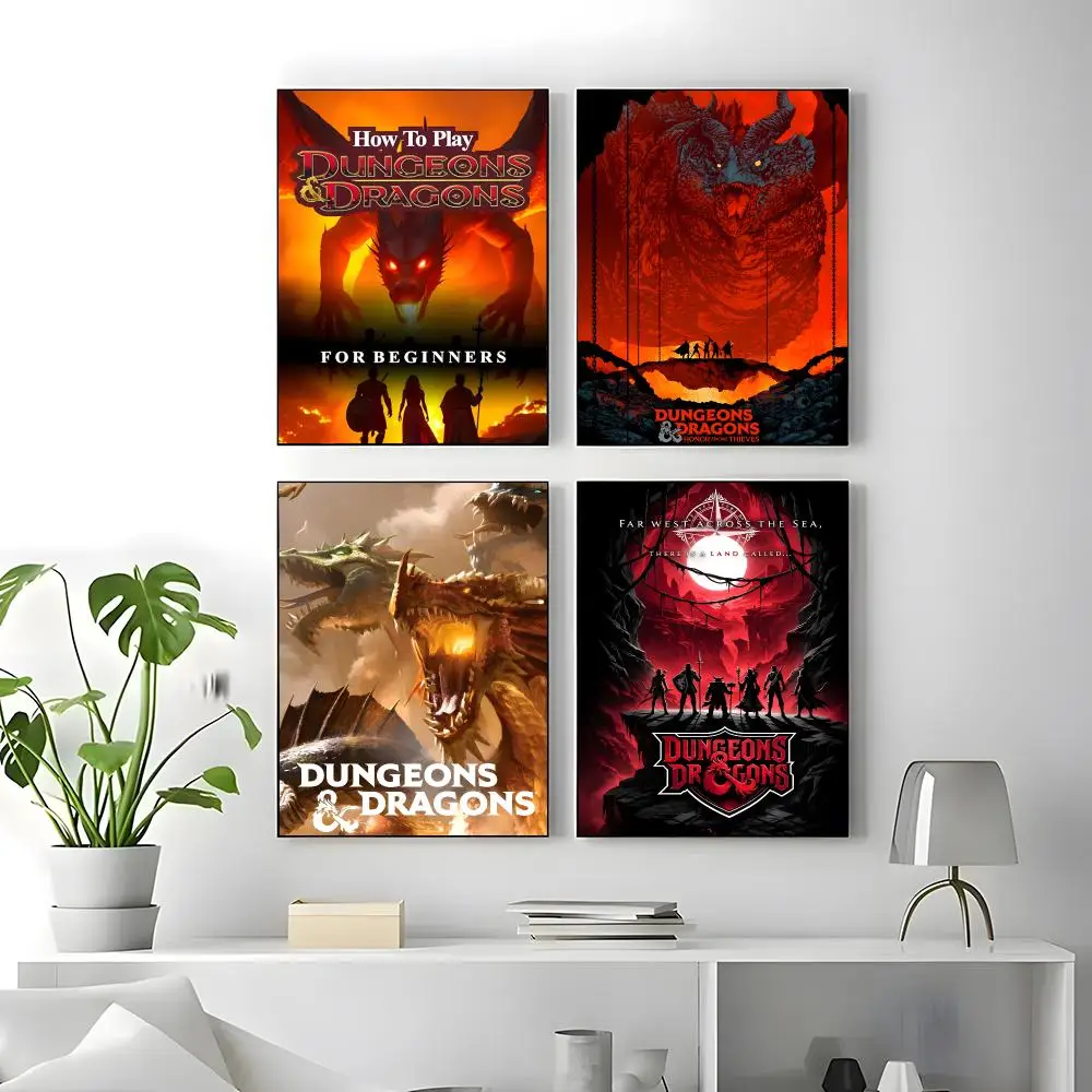 Game Dungeons And Dragons Poster Self-adhesive Art Waterproof Paper Sticker Coffee House Bar Room Wall Decor