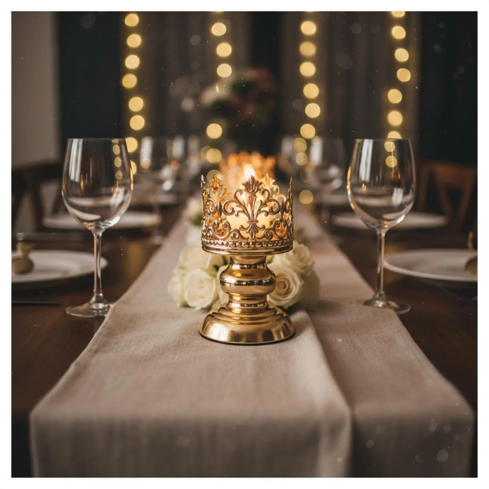 Crown Shaped Candle Holder Stable Base Vintage Design Candle Stand Table Centerpiece House Decoration for Party