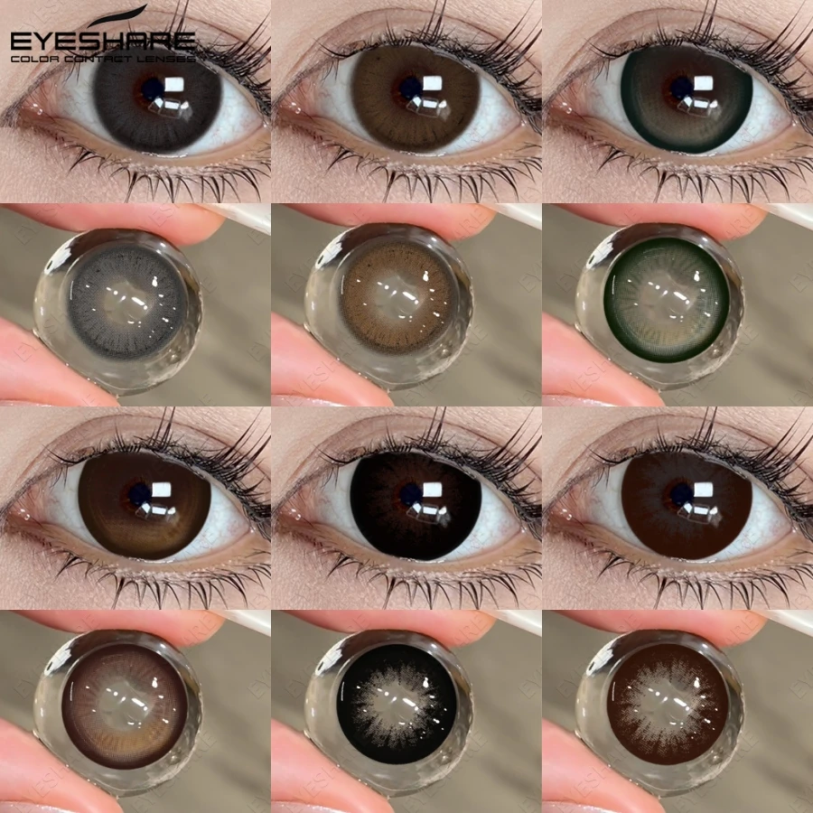 EYESHARE 1 Paar Schwarze Linsen Graue Farbige Kontaktlinsen für Augen Koreanischer Stil Große Augen-Linsen für Frauen Natürliche Schönheit Pupillen