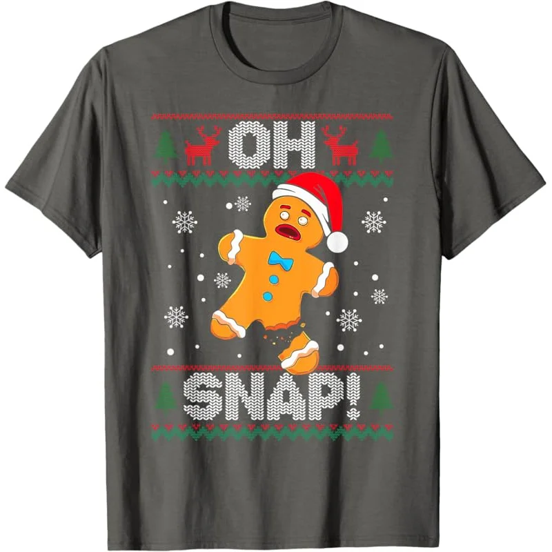 Oh Snap Gingerbread Man Cookie Natale Divertente brutto maglione T-shirt