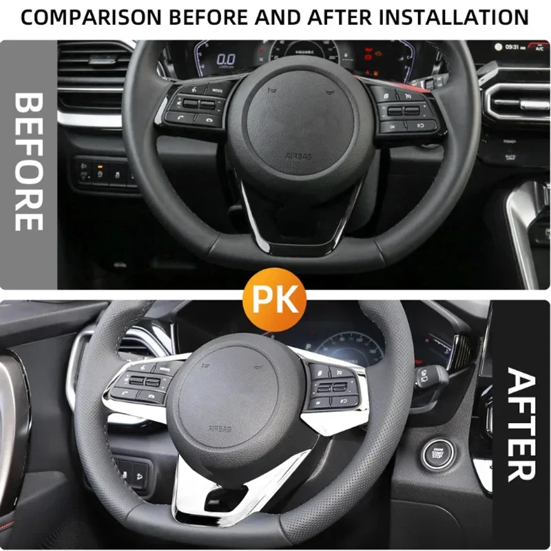 2pcs For Kia Forte K3 2019 2020 2021 ABS Car Steering Wheel Buttons Panel Protection Cover Trim Sticker car accessories