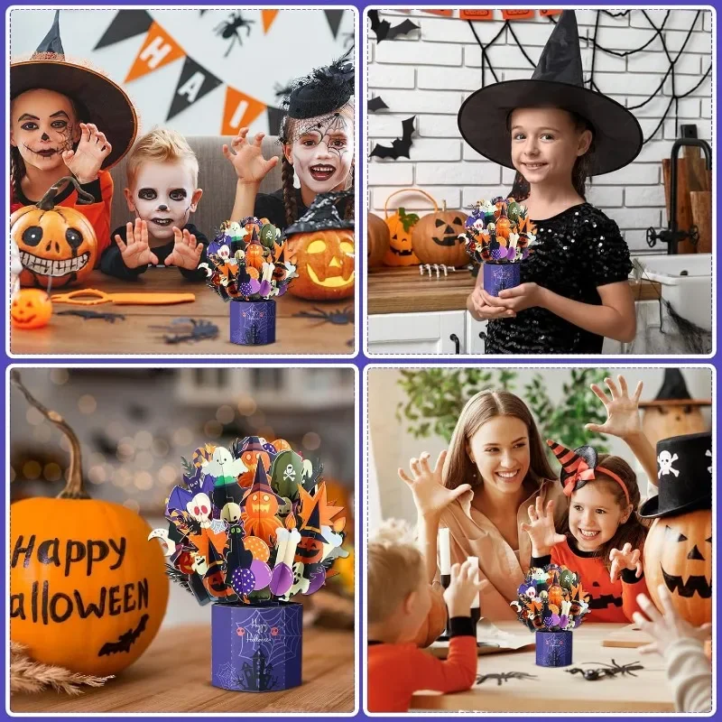 Halloween 3D Pop Up Card with Envelope Handmade Greeting Card Pumpkin Design for Kids Christmas Thanksgiving Party