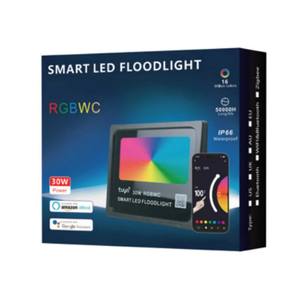 

Уличный ландшафтный светодиодный прожектор Tuya Smart WiFi Zigbee Bluetooth с дистанционным управлением 2.4G RF, RGBCW, IP66, водонепроницаемый, 50W, 220V