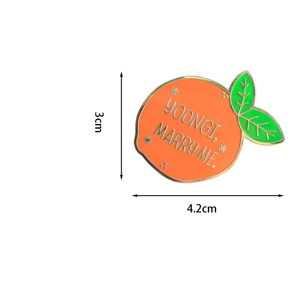 Korean Boy Band Singer Badge Yoongi Marry Me Music Song Brooch Orange Pin Fan Collection Gift Clothes Bag Accessories view 6