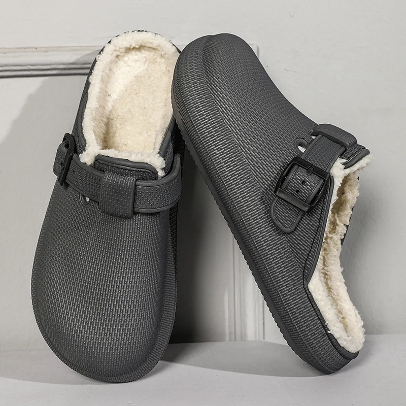 Winter Slippers for Men Half Shoes Anti-Skid Kitchen Shoes Lightweight Eva Slides Comfortable Male Sandals Chaussures Homme Luxe