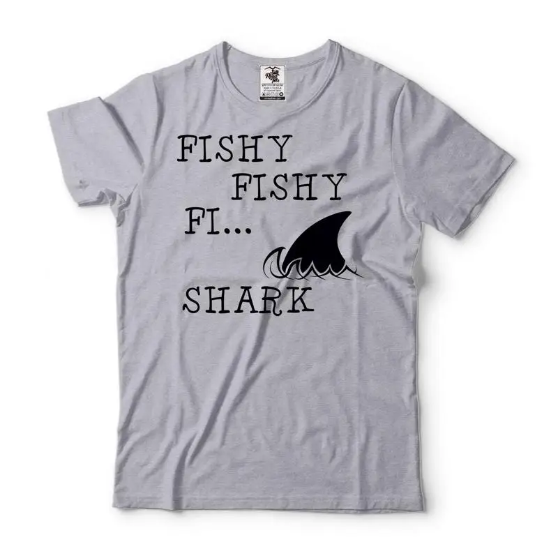 Mens Funny Fishing T shirt Fishy Shark s Fisherman