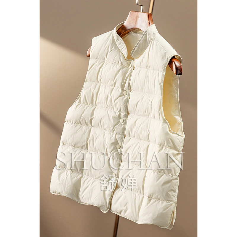 Stacked Warm Fried 90% Stand-up Collar Down Vest Jacket for Women 82C8 Casacos De Inverno Feminino Frete Grátis