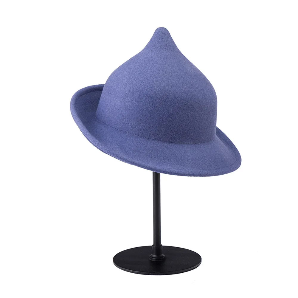 New Fashionable Personality College Magic Wool Hat Stage Style Curled Edge Felt Hat