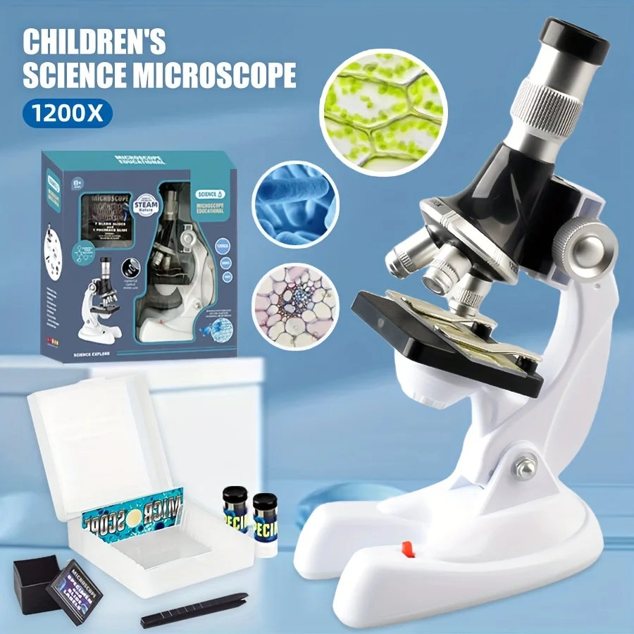 Microscope STEM Science Expriment Kit Adjustable Angle Educational Biological Observation Toy for Children