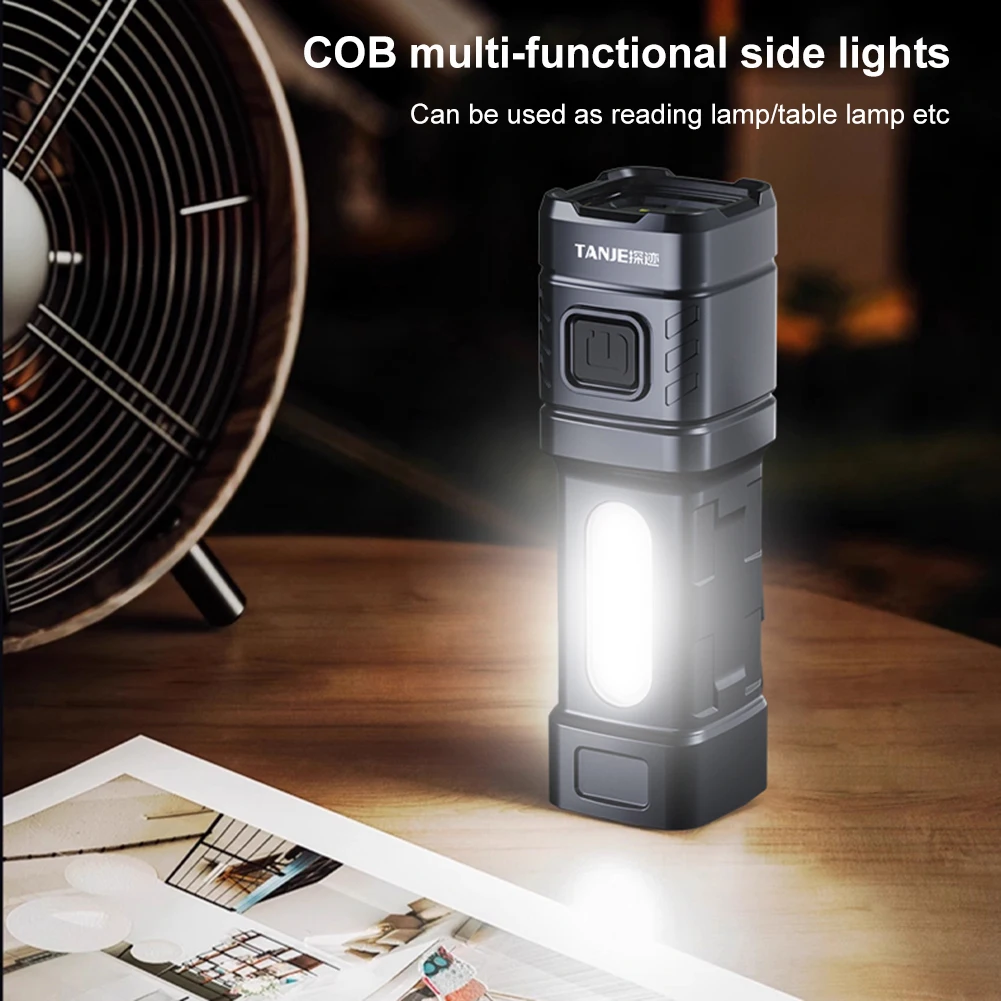 LED + COB ضوء التخييم الصغير مع مشبك قلم ضوء الطوارئ في الهواء الطلق USB شحن عالية الطاقة ضوء الشعلة للتخييم الصيد المشي