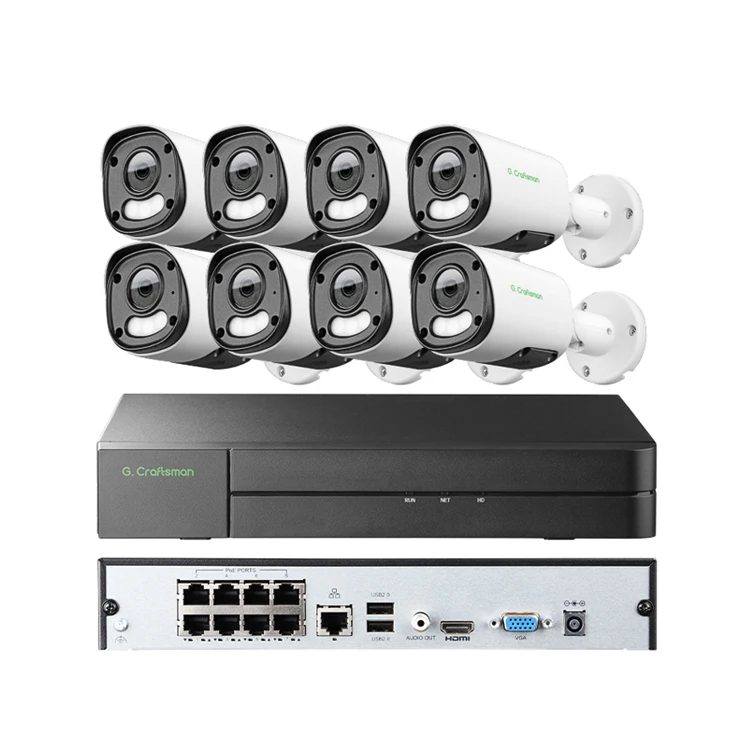 

GAU-YUFD-M8SS-K8 4K 8MP POE IP CCTV Security Camera NVR System Human Detection Vehicle Detect Dual Light Alarm Smart Motion