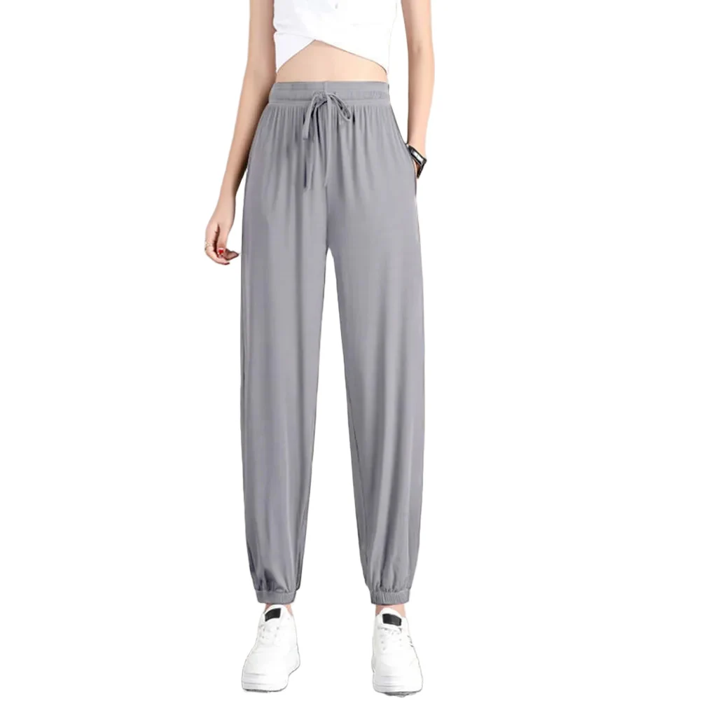 High Waist Loose Solid Color Draped Sports Pants Women Baggy Straight Leg Casual Trousers For Outdoor Four Seasons Wear