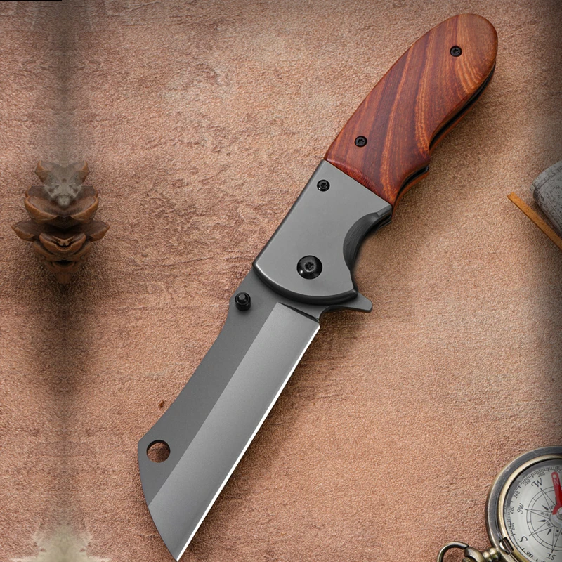 Miniature pocket knife, foldable outdoor fruit knife, redwood handle, gift for friends