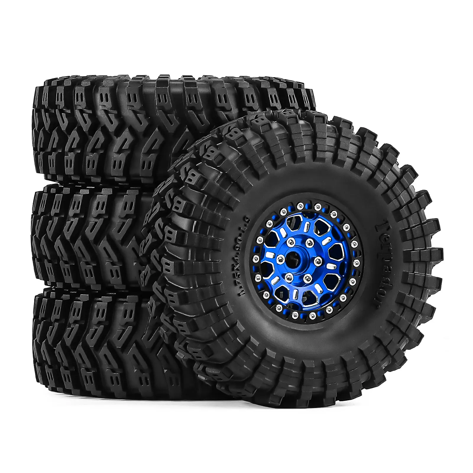 Pneus sur chenilles RC 1.9 "sur jantes Beadlock en aluminium, pneus en caoutchouc collant pour plate-forme d'essieu de portail AXIAL TRX4 SCX10 III, roue hexagonale de 12mm Se