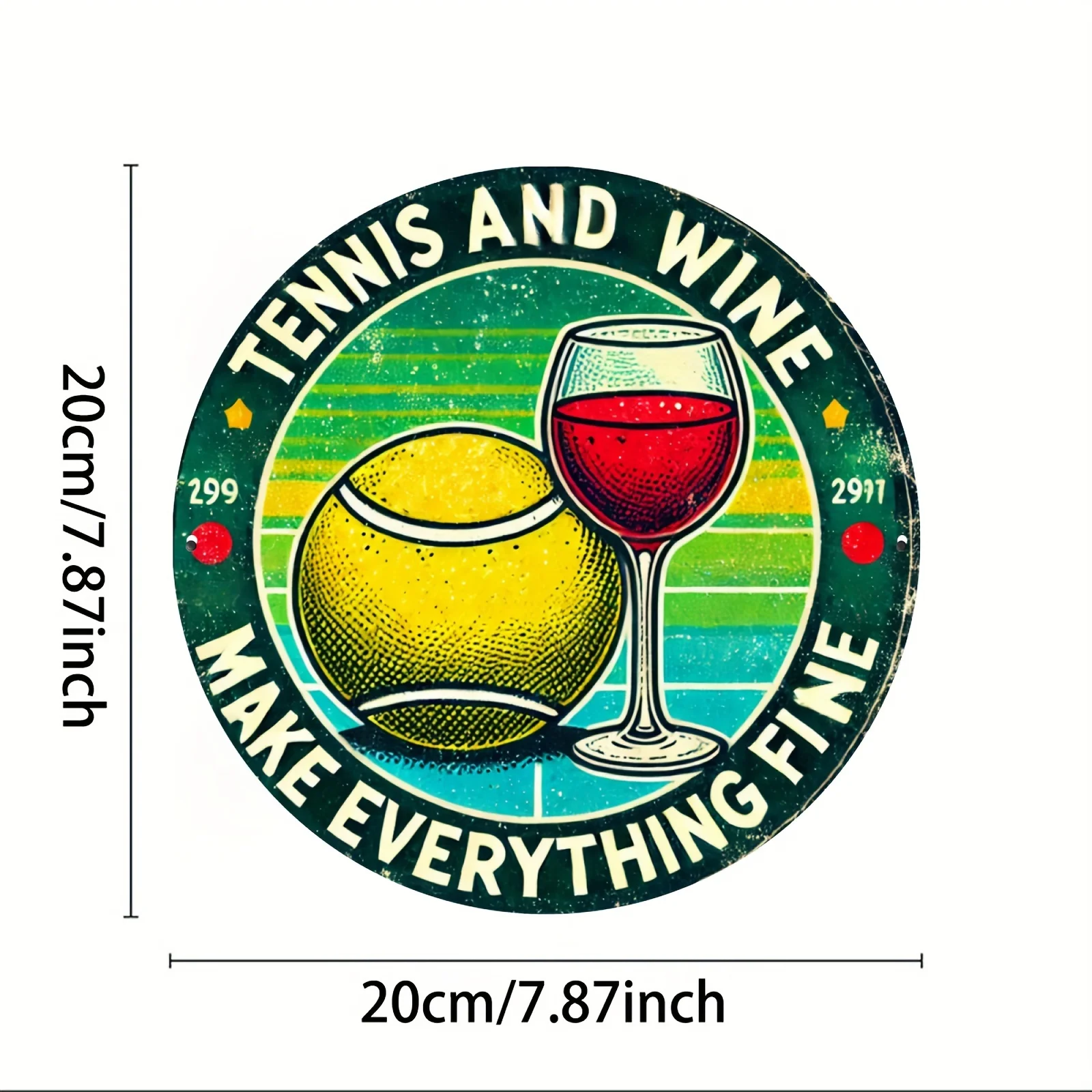 Vintage Tennis & Goblet Metal Wall Sign - 8x8 Inch Aluminum Decor for Home, Kitchen, Dining Room, Bedroom, Garden, Garage, Hotel