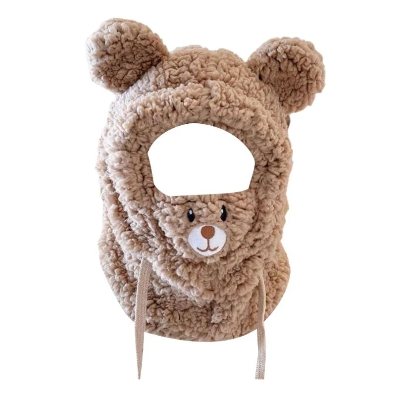

G2TC Winter Plush Scarf Hat Thick Warm Masked Caps Kids Neck Warmer ​Hat