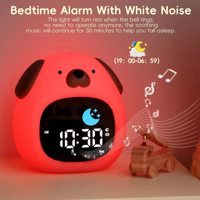 

Puppy-Shape Toddler Alarm Clock Touch Night Light Bedroom Lamp Cute Sleep Aid Kids Bedroom Decor Training Aid