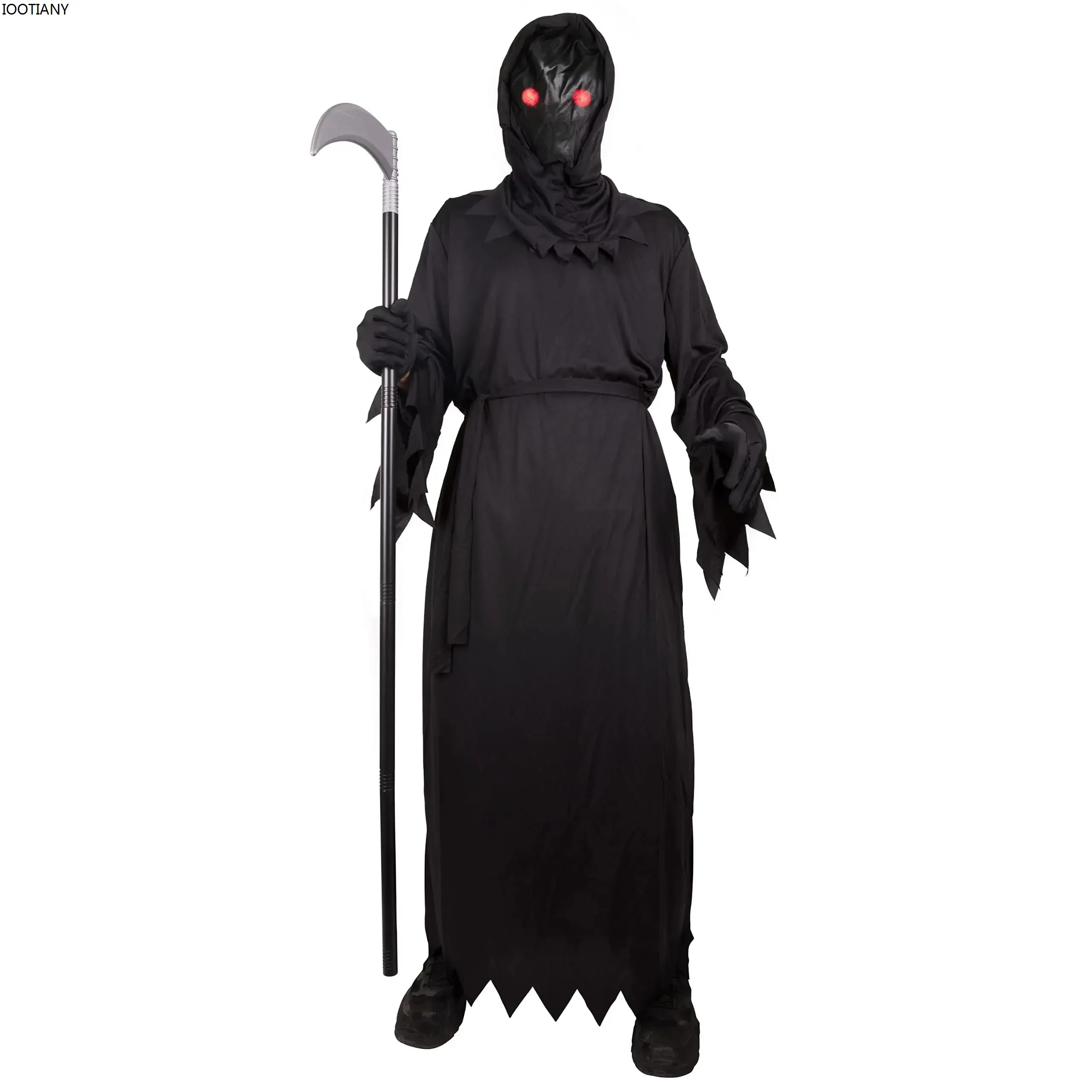 CosplayPer bambini Horror Fantasma dagli occhi rossi Morte Costume luminoso Vestito per bambini Halloween Cosplay Fantasma Scuro Morto Carnevale Parte