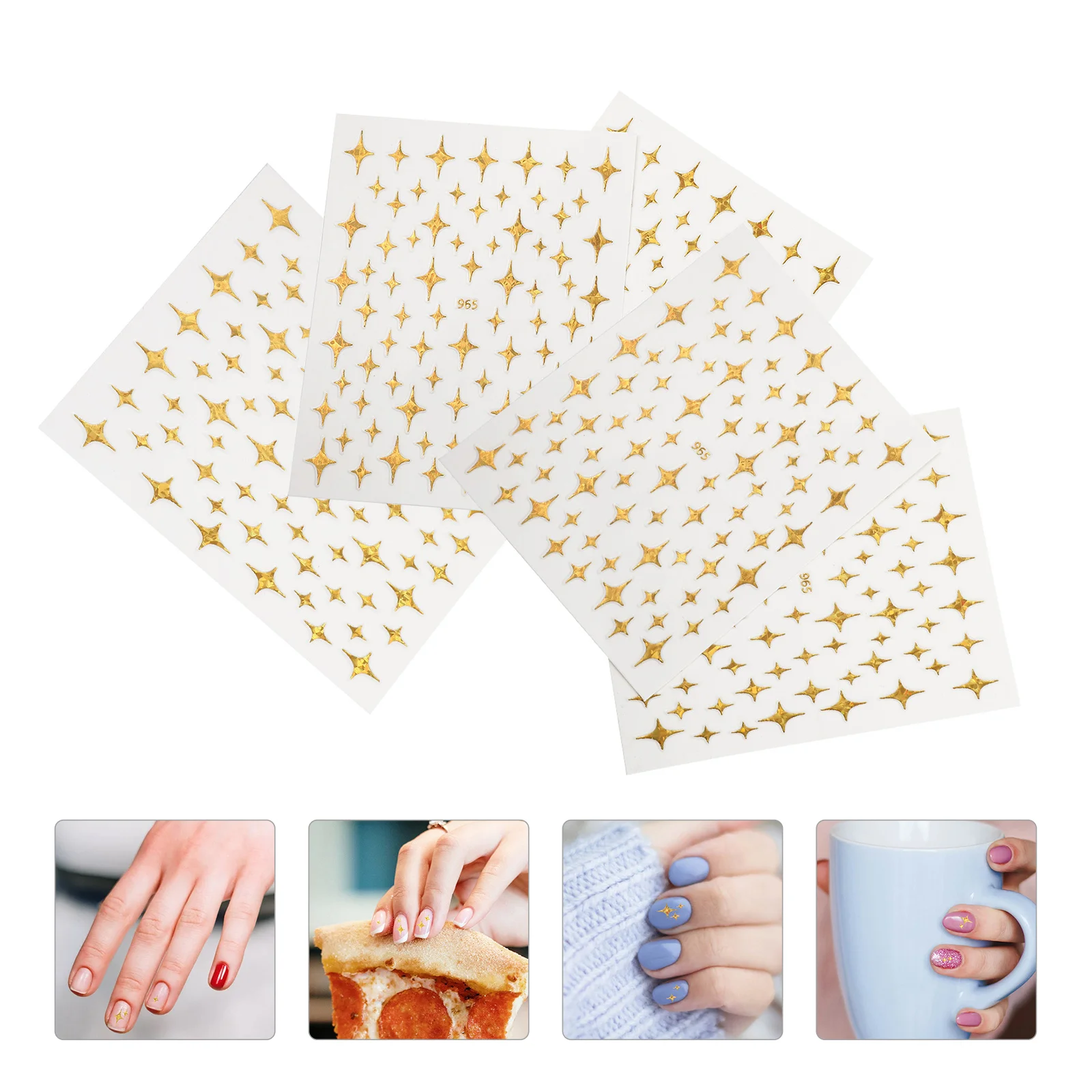 

5 Sheets Nail Stickers Fashion Decals Self Adhesive Wraps for Natural Artificial Nails Home Salon Use Eco Friendly Easy