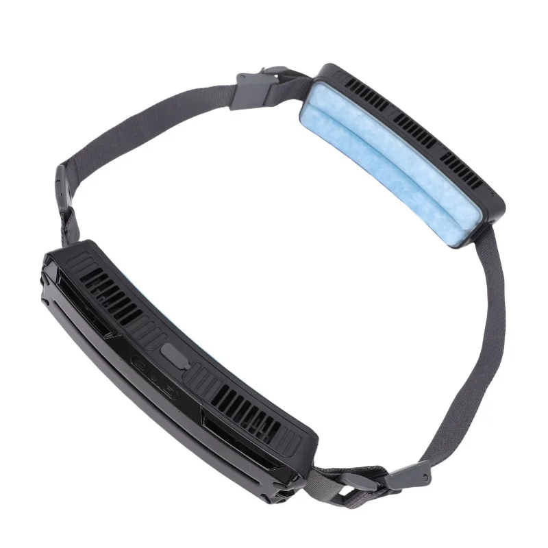 Ventilatore portatile indossabile ricaricabile tramite USB Cintura di raffreddamento da viaggio con vento forte per sport all'aria aperta e lavoro Nero/Bianco