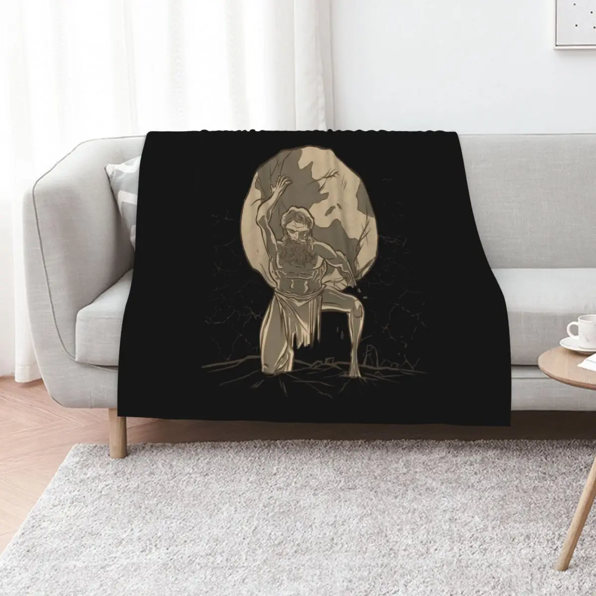 Atlas dios griego. Manta para lanzar sofá, manta para acampar en el sofá, mantas de diseño de lujo