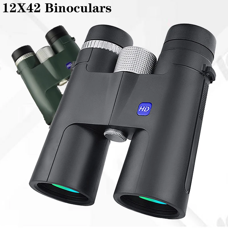 12x42 HD Binoculars Telescope Night Vision Spyglass Powerful and Long Distance Binoculars for Travel Hunting Camping Equipment