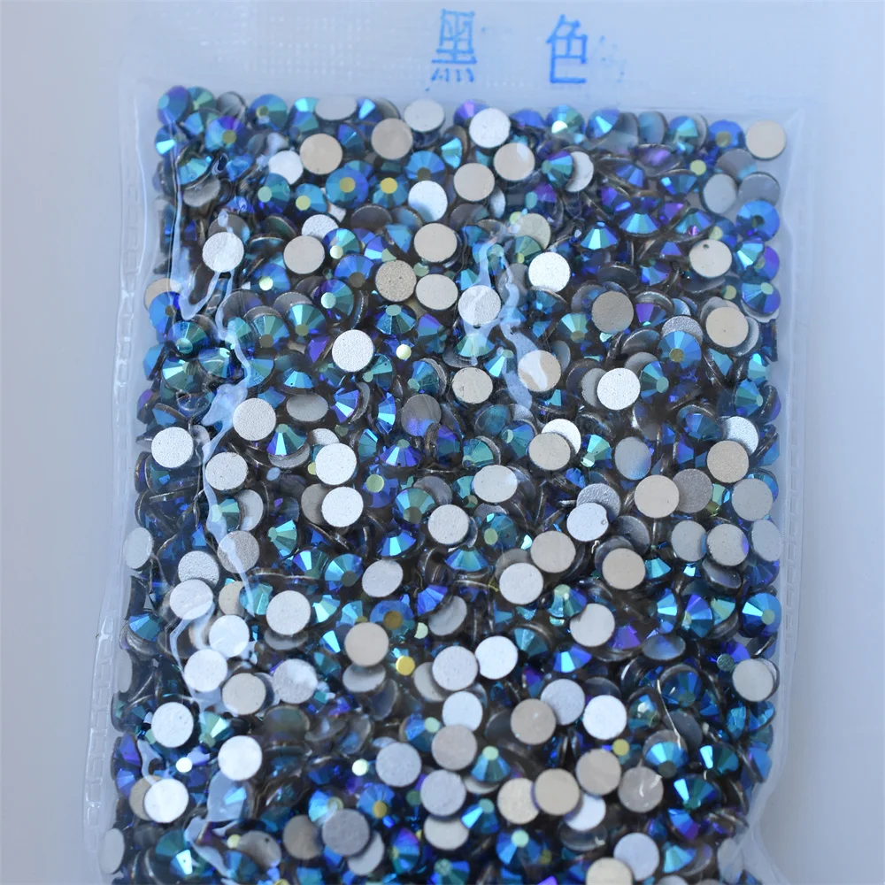 SS3-SS34 1440PCs Nero Jet AB 3D Nail Art Strass Flatback Non HotFix Strass Per unghie gemme Decorazione Abito Da Sposa 067