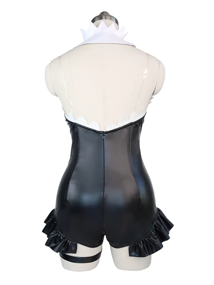 Re:Zero Rem Cosplay Costume Magical Witch Bunny Suit Black Leather Bodysuit Halloween Party Outfit with Hat Gloves Full Set view 6