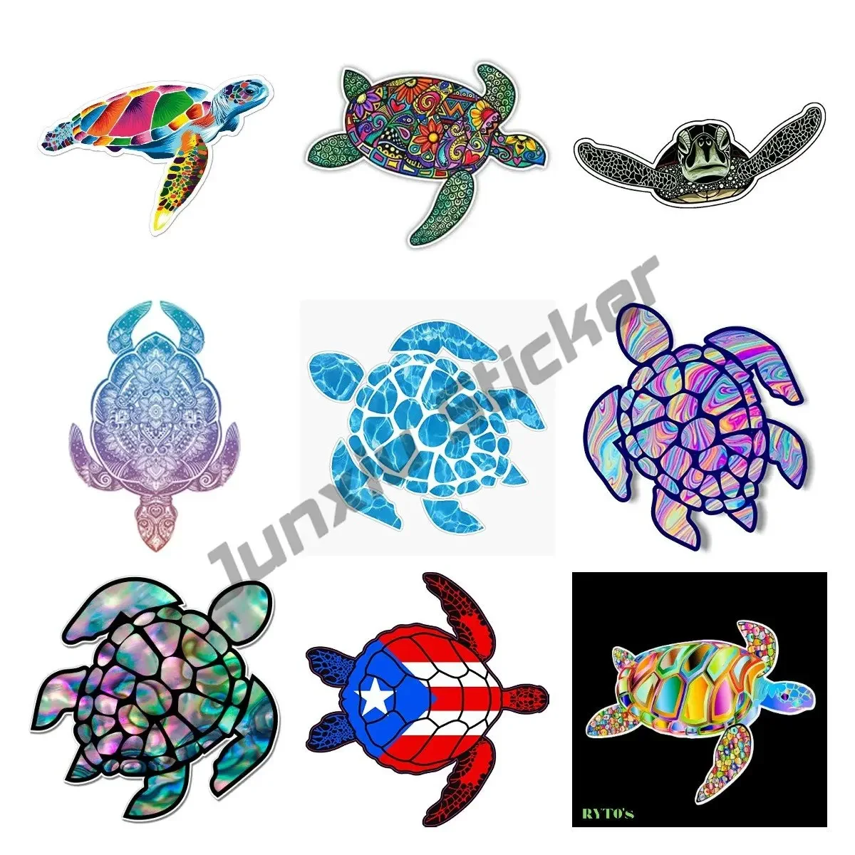 

Rainbow Tie Dye Sea Water Ripples Vinyl Sticker Decal for Windows Bumpers Laptops or Crafts