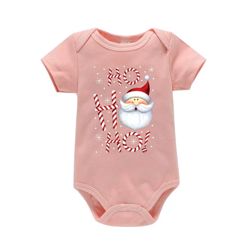 HO HO HO Funny Christmas Santa Claus Print Newborn Bodysuits Baby Clothes Xmas Party Gift Boys Girls Short Sleeve Jumpsuit Outfi