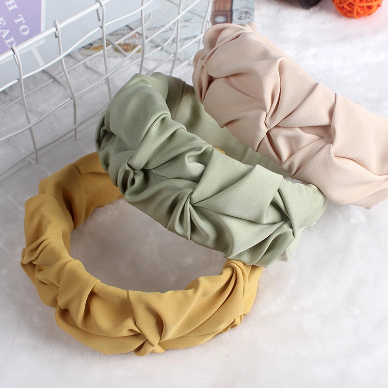 New Pleated Monochrome Personalized Hair Band Fashionable And Versatile Candy Color Face Wash Headband Hair Accessories