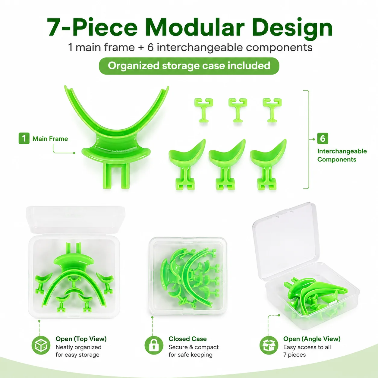 7Pcs Dental BPS Centric Tray Kit Autoclavable Denture Repair Occlusal Record Articulator Facebow Jaw Impression Tools